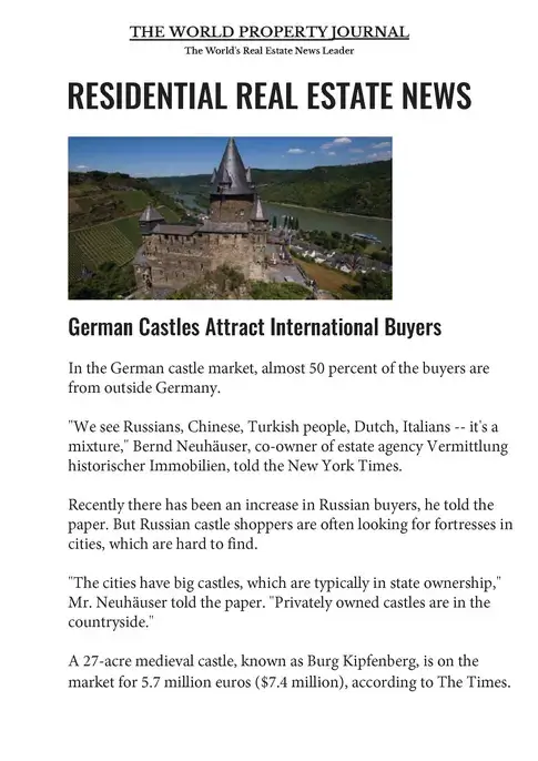 German Castles attract international buyers