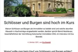 Schlösser und Burgen sind hoch im Kurs