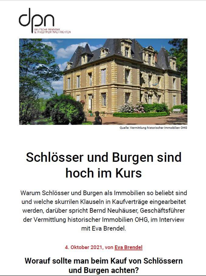 Schlösser und Burgen sind hoch im Kurs