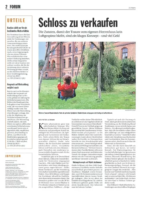 Berliner Zeitung - Schloss zu verkaufen